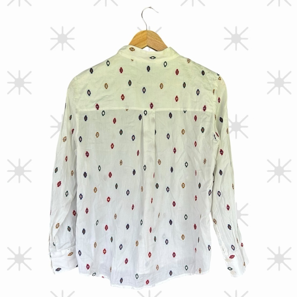 & Other Stories White Shirt with Multicolor Pattern Size 2 - Picture 2 of 5